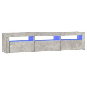 Higsose Meuble TV Salon avec Lumières LED Colorées Gris Béton 180x35x40 cm Bois dingénierie Style Tendance Meuble Média Dess