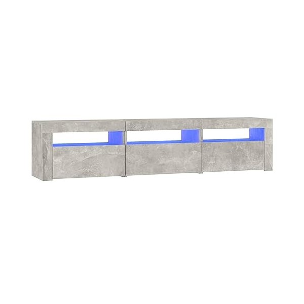 Higsose Meuble TV Salon avec Lumières LED Colorées Gris Béton 180x35x40 cm Bois dingénierie Style Tendance Meuble Média Dess