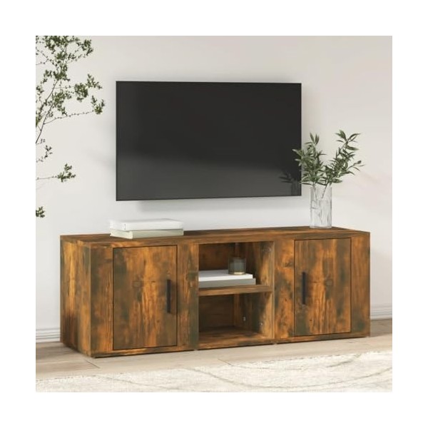 Maxspace TV Meuble, Meuble Tele, Meuble TV Chambre, Meuble TV IindustrielChêne fumé 100x31,5x35 cm Bois dingénierieConvient 