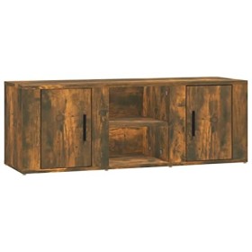 Maxspace TV Meuble, Meuble Tele, Meuble TV Chambre, Meuble TV IindustrielChêne fumé 100x31,5x35 cm Bois dingénierieConvient 