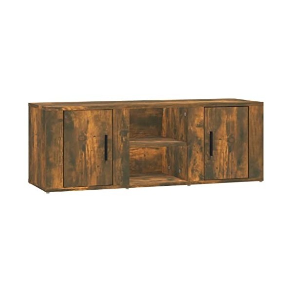 Maxspace TV Meuble, Meuble Tele, Meuble TV Chambre, Meuble TV IindustrielChêne fumé 100x31,5x35 cm Bois dingénierieConvient 