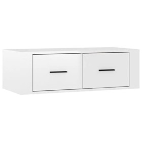 Maxspace TV Meuble, Meuble Tele, Meuble TV Chambre, Meuble TV Iindustrielsuspendu Blanc Brillant 80x36x25 cm Bois dingénieri