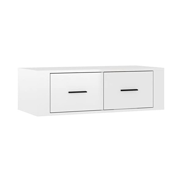 Maxspace TV Meuble, Meuble Tele, Meuble TV Chambre, Meuble TV Iindustrielsuspendu Blanc Brillant 80x36x25 cm Bois dingénieri