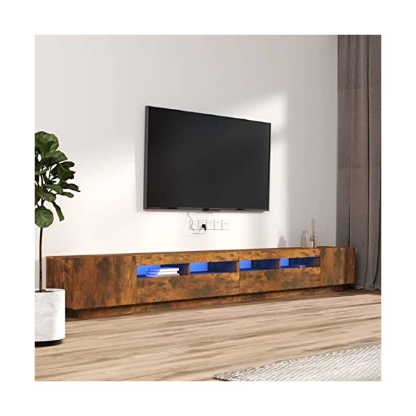 Festnight Meuble TV LED,Meuble TV scandinaves,Meuble TV Moderne,Banc TV,Meuble TV avec lumières LED,Armoire Centre de Diverti
