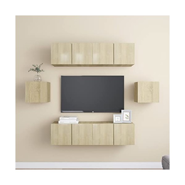 Meuble TV,Banc TV,Meuble TV Suspendu,Étagère TV Flottante, Support de Télévision Flottant Fixé au Mur Centre de Console Multi