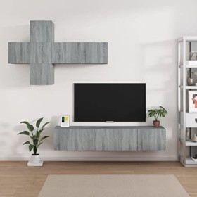 Ensemble de Meubles TV 7 pcs Sonoma Gris Bois dingénierie - Armoire Basse Centre de Divertissement Meuble Stéréo Salon Salle