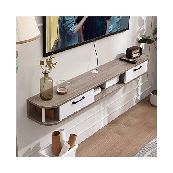 Meuble TV Flottant, Meuble TV Mural, Huche de Rangement pour Console multimédia, étagères de Composants de Stockage, avec Tro