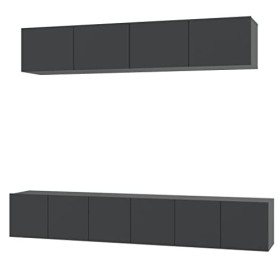 Camerina Ensemble de Meubles TV 5 pcs Noir Bois dingénierie,Meuble TV Étagère,Meuble dangle TV,Meuble Haut Salon