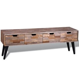 CIADAZ Table Console TV avec 4 tiroirs Bois de Teck recyclé,Meuble TV,Ensemble Meuble TV,Table TV