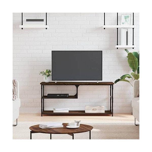 vidaXL Meuble TV, meuble TV avec étagères, meuble multimédia pour salon, centre de divertissement, style industriel, chêne ma