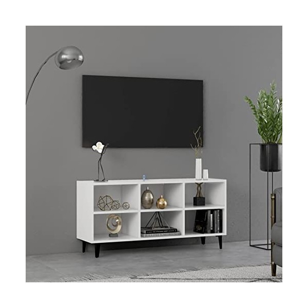 BaraSh Meuble TV avec Pieds en métal Blanc 103,5x30x50 cm,Meuble TV Étagère,Meuble dangle TV,Meuble Haut Salon