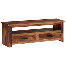 Camerina Meuble TV 118x30x40 cm Bois Massif,Meuble TV,Table Basse Salon Meuble TV,Table Basse LED Couleurs