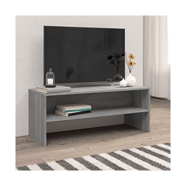 Keyur Meuble TV, Banc TV Buffet Bas Support de Télévision Meuble Télé Meuble TV Sonoma Gris 100x40x40 cm Bois dingénierie