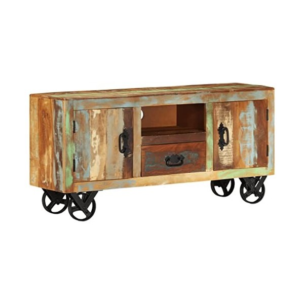 vidaXL Meuble TV Armoire Basse Centre de Divertissement Salon Salle de Séjour Maison Intérieur 110x30x53 cm Bois de Récupérat