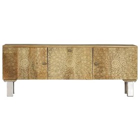 Camerina Meuble TV Bois de manguier Massif 118 x 30 x 45 cm,Table Television Salon,Meuble TV Haut,Meuble Télé Haut