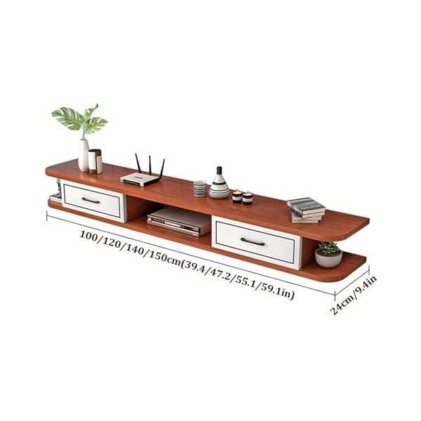 Étagère TV Flottante, Console multimédia Murale, Support Mural pour Meuble TV, Support de Rangement Moderne pour Centre de Di