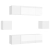 vidaXL Ensemble de Meuble TV 6 pcs Suspendu Mural Ensemble dArmoires Stéréo Salon Salle de Séjour Maison Intérieur Blanc Bri