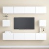 vidaXL Ensemble de Meuble TV 6 pcs Suspendu Mural Ensemble dArmoires Stéréo Salon Salle de Séjour Maison Intérieur Blanc Bri