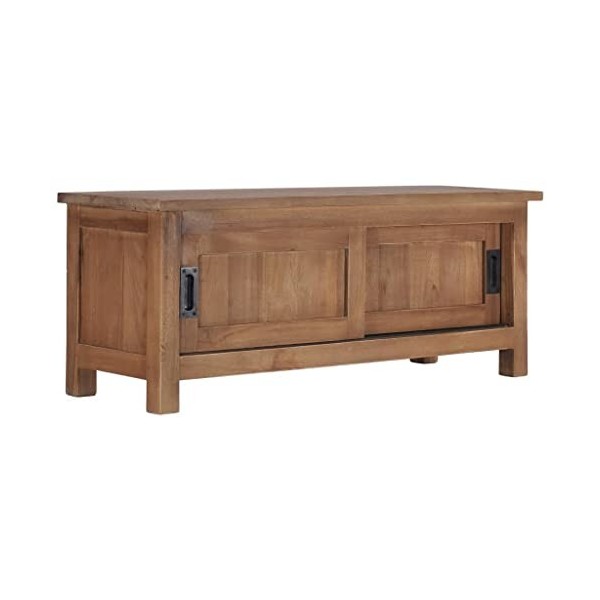 lvssiao Meuble TV pour salon, meuble TV en bois de teck massif 90 x 30 x 35 cm très résistant Module TV pour chambre à couche
