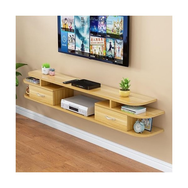IAKAEUI Meuble TV Mural, Meuble TV Suspendu, Multimédia Gaming Grand Rangement Divertissement Étagère Murale avec 2 Tiroirs p