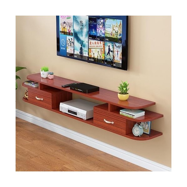 IAKAEUI Meuble TV Mural, Meuble TV Suspendu, Multimédia Gaming Grand Rangement Divertissement Étagère Murale avec 2 Tiroirs p