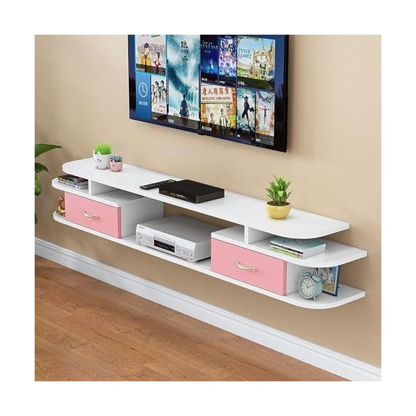 IAKAEUI Meuble TV Mural, Meuble TV Suspendu, Multimédia Gaming Grand Rangement Divertissement Étagère Murale avec 2 Tiroirs p