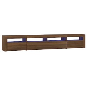 FAMIROSA Meuble TV avec lumières LED Chêne Marron 240x35x40 cm 48.8KG 