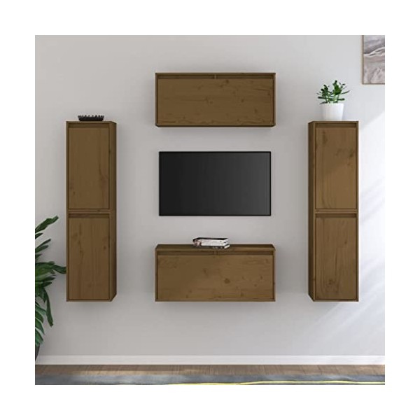 Générique Meubles TV 6 pcs Marron Miel Bois Massif de pin,40.88 KG,3100267, Meubles, Meubles TV