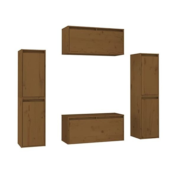 Générique Meubles TV 6 pcs Marron Miel Bois Massif de pin,40.88 KG,3100267, Meubles, Meubles TV