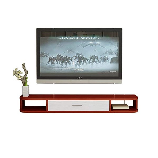 Meuble TV, Lowboard TV, étagères flottantes, Console multimédia TV Murale, Panneau Quatre Couleurs 80/100/120/140/160 cm, éta