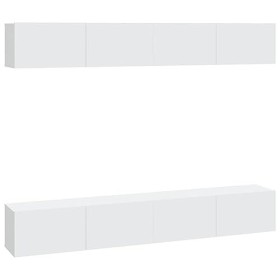 FAMIROSA Meubles TV muraux 4 pcs Blanc 100x30x30 cm 57KG 
