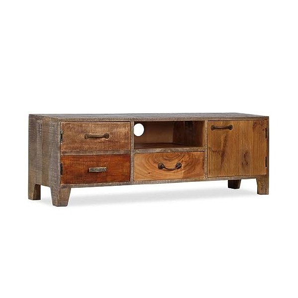 ZEYUAN Meuble TV Bois Massif Vintage 118 x 30 x 40 cm,Table TV,Ensemble Meuble TV,Meuble TV
