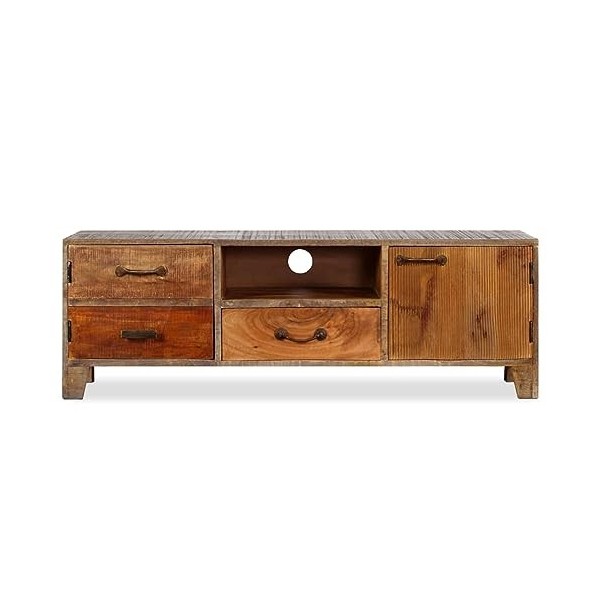 ZEYUAN Meuble TV Bois Massif Vintage 118 x 30 x 40 cm,Table TV,Ensemble Meuble TV,Meuble TV