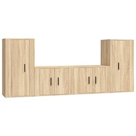 ZEYUAN Ensemble de Meubles TV 4 pcs Chêne Sonoma Bois dingénierie,Table Television Salon,Meuble Télé Haut,Meuble TV Haut
