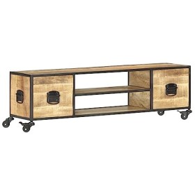 ZEYUAN Meuble TV 130x30x39 cm Bois Massif de manguier,Meuble TV,Table Basse Couleurs,Table Basse Salon Meuble TV