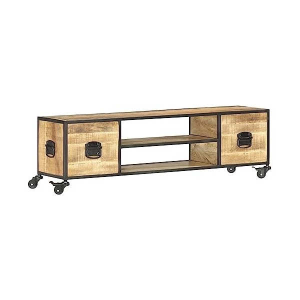 ZEYUAN Meuble TV 130x30x39 cm Bois Massif de manguier,Meuble TV,Table Basse Couleurs,Table Basse Salon Meuble TV