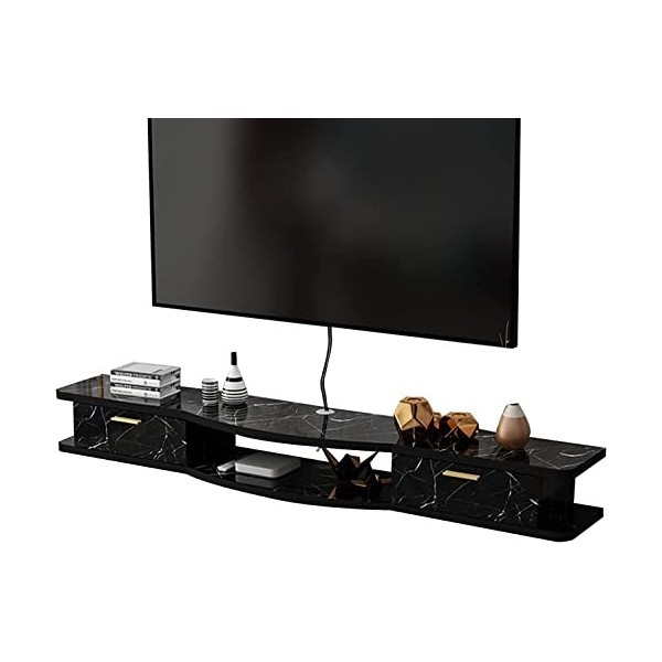 Uvency Meuble Tv Mural 39,3/47,2/55,1 Pouces Étagère Flottante Pour Composants de Meuble Tv, Console Multimédia Murale Avec 2