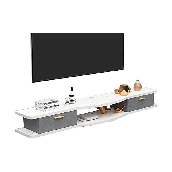 Uvency Meuble Tv Mural 39,3/47,2/55,1 Pouces Étagère Flottante Pour Composants de Meuble Tv, Console Multimédia Murale Avec 2