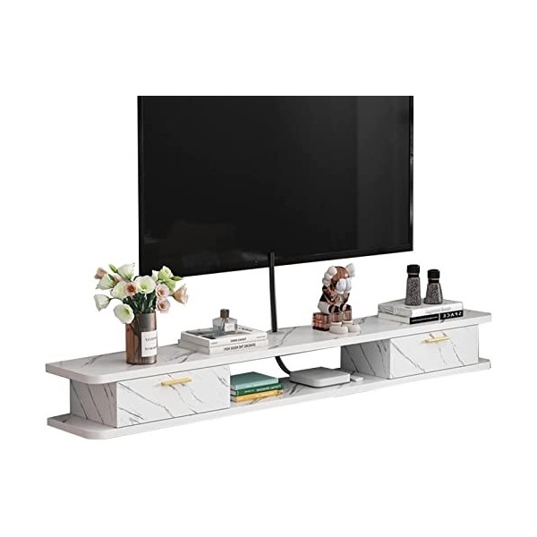 Uvency Meuble Tv Mural 39,3/47,2/55,1 Pouces Étagère Flottante Pour Composants de Meuble Tv, Console Multimédia Murale Avec 2