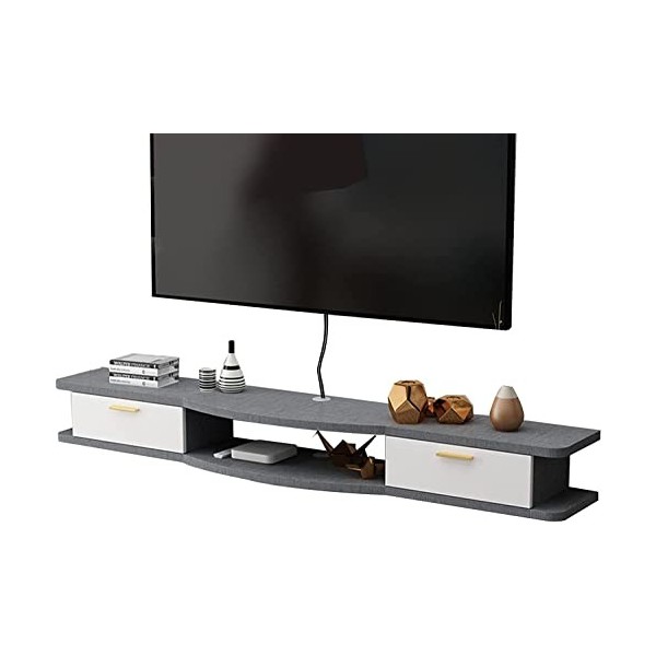 Uvency Meuble Tv Mural 39,3/47,2/55,1 Pouces Étagère Flottante Pour Composants de Meuble Tv, Console Multimédia Murale Avec 2