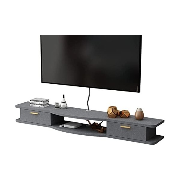 Uvency Meuble Tv Mural 39,3/47,2/55,1 Pouces Étagère Flottante Pour Composants de Meuble Tv, Console Multimédia Murale Avec 2