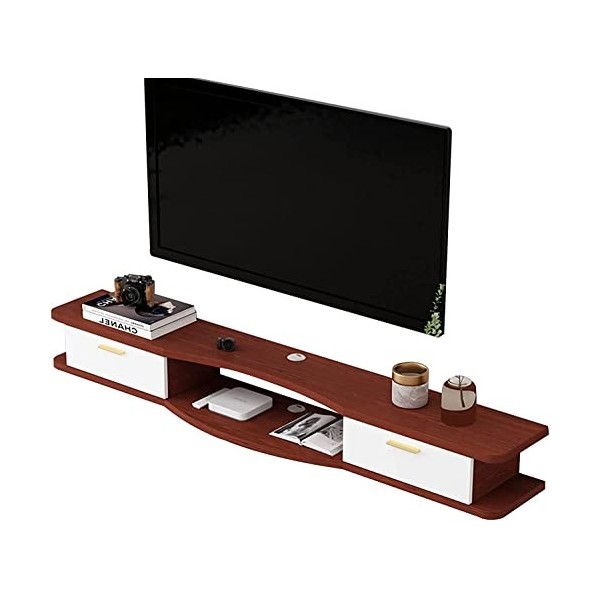 Uvency Meuble Tv Mural 39,3/47,2/55,1 Pouces Étagère Flottante Pour Composants de Meuble Tv, Console Multimédia Murale Avec 2