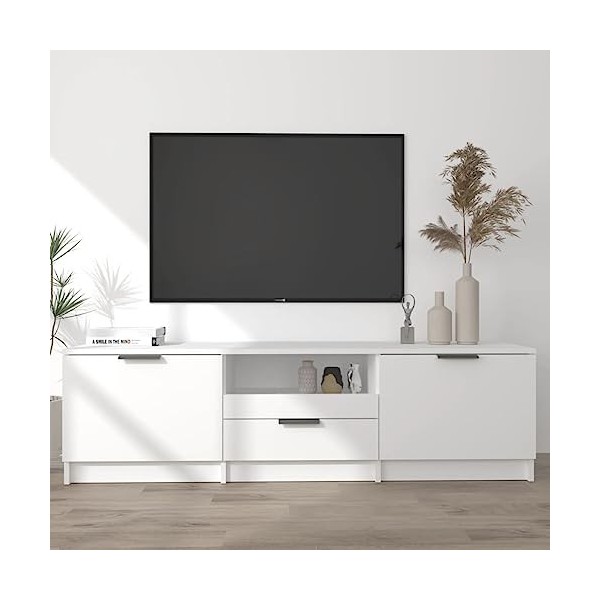 Home Hardware Businese Meuble TV en bois dingénierie Blanc 140 x 35 x 40 cm