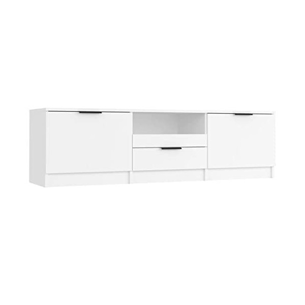 Home Hardware Businese Meuble TV en bois dingénierie Blanc 140 x 35 x 40 cm