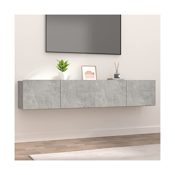 TEKEET Home Hardware Businese Lot de 2 meubles TV en bois Gris béton 80 x 30 x 30 cm