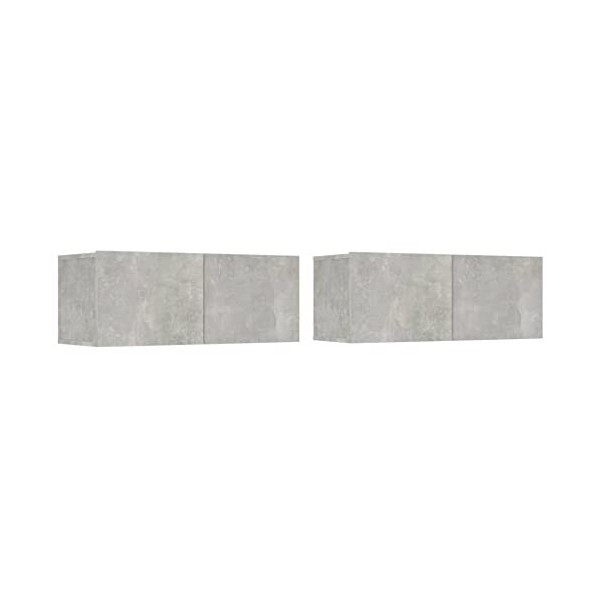 TEKEET Home Hardware Businese Lot de 2 meubles TV en bois Gris béton 80 x 30 x 30 cm