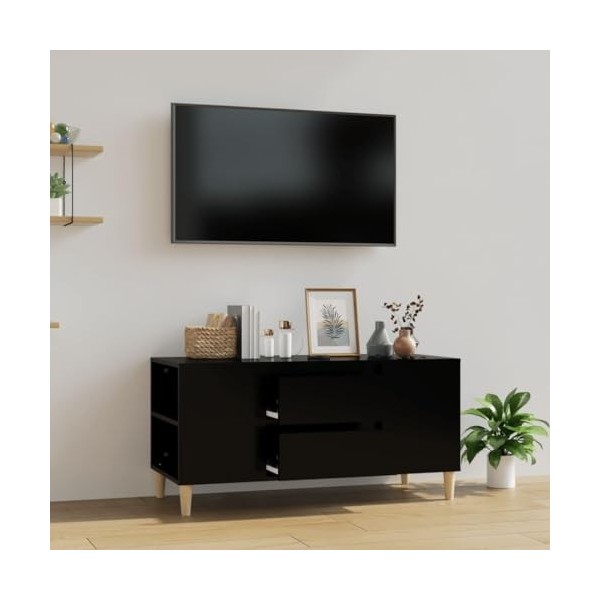 Home Hardware Businese Meuble TV en bois dingénierie Noir 102 x 44,5 x 50 cm
