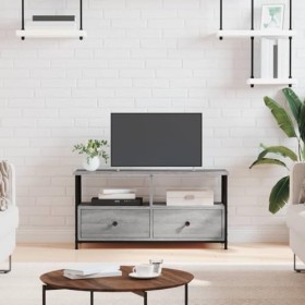 TECHPO Meubles-TV Meuble TV Gris Sonoma 90x33x45 cm Bois & Fer