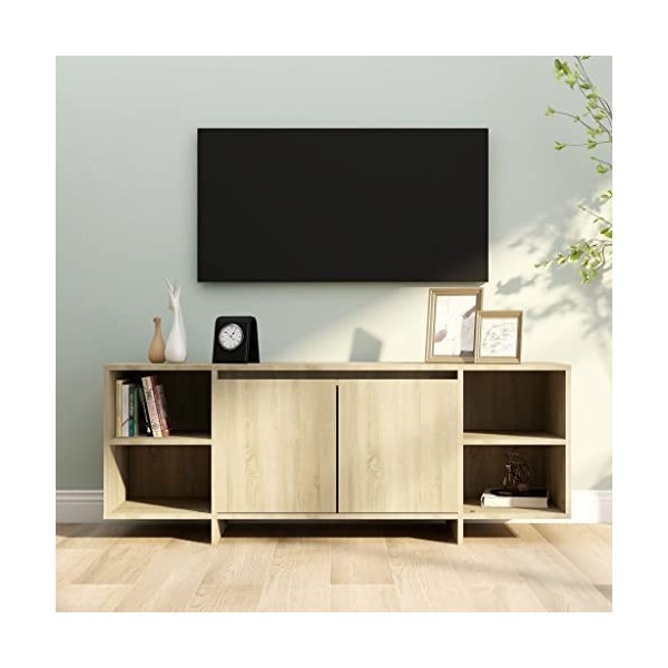 TECHPO Centres de divertissement et meubles TV, meuble TV en chêne sonoma, 130 x 35 x 50 cm, bois dingénierie