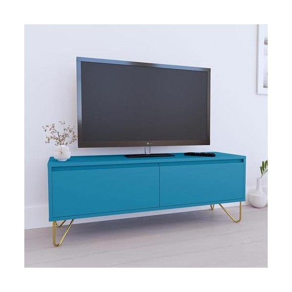 Mobilier-Deco Eloise - Meuble TV Bleu Canard composé de 1 tiroir et 1 Porte Design